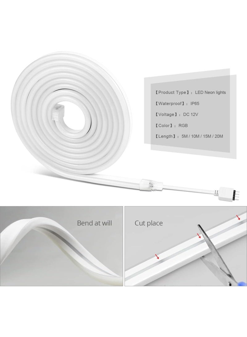UanTii Tuya Wifi DIY Neon Light Strip Smart RGB LED 7Colors Lighting Strip Waterproof Music Sync Cuttable Lighting Strip Works With Tuya Smart Life App and Alexa Google Home 5M - Image 2